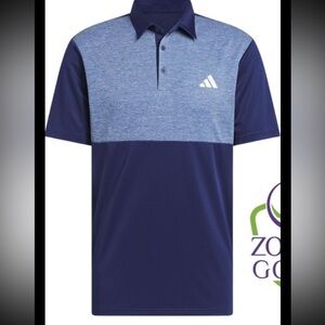 NWT Adidas Men's XL Golf Polo UPF50 Poly Stretch Wicking Color Block Blue